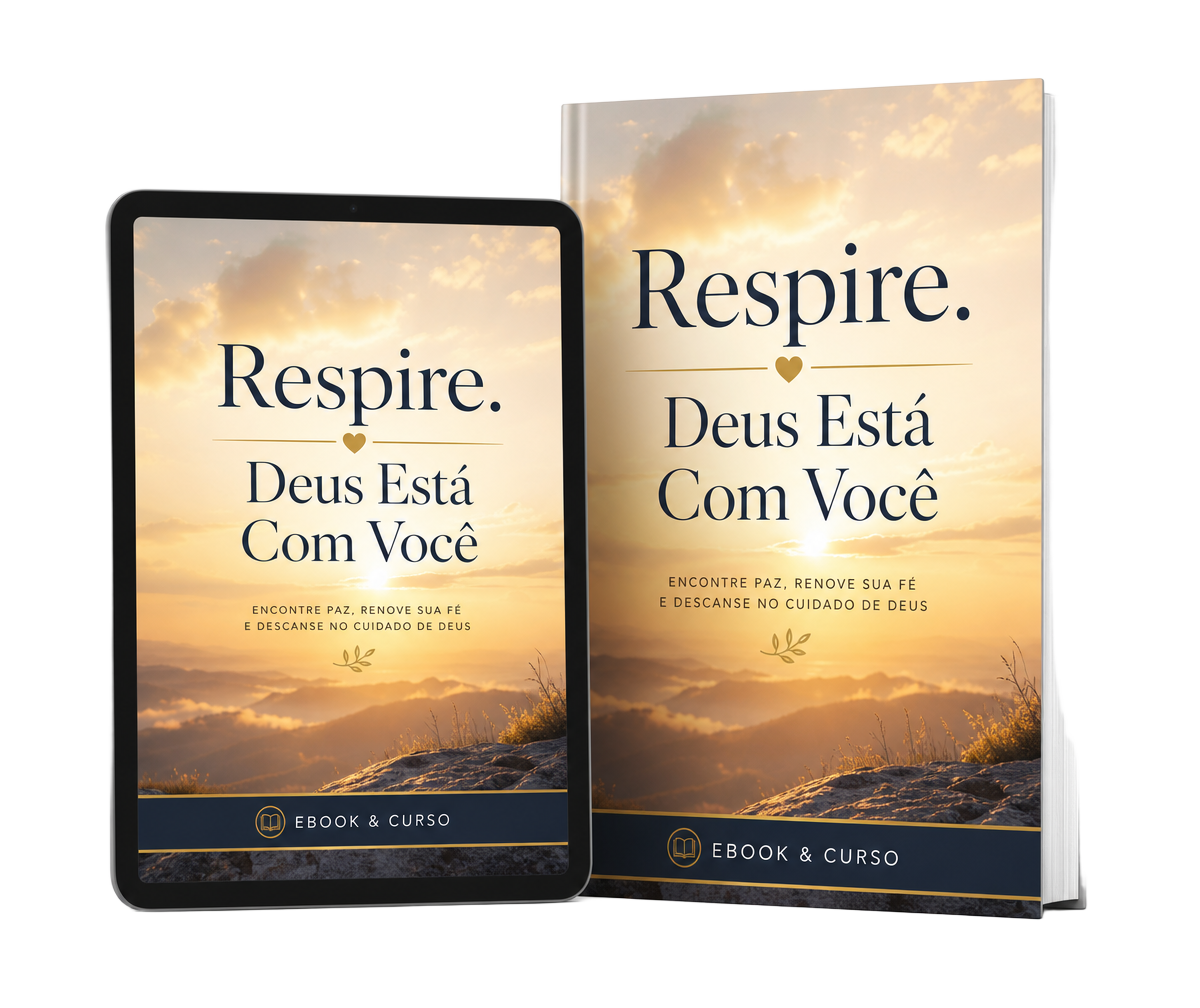 Mockup do eBook Respire. Deus Está Com Você exibido em um dispositivo